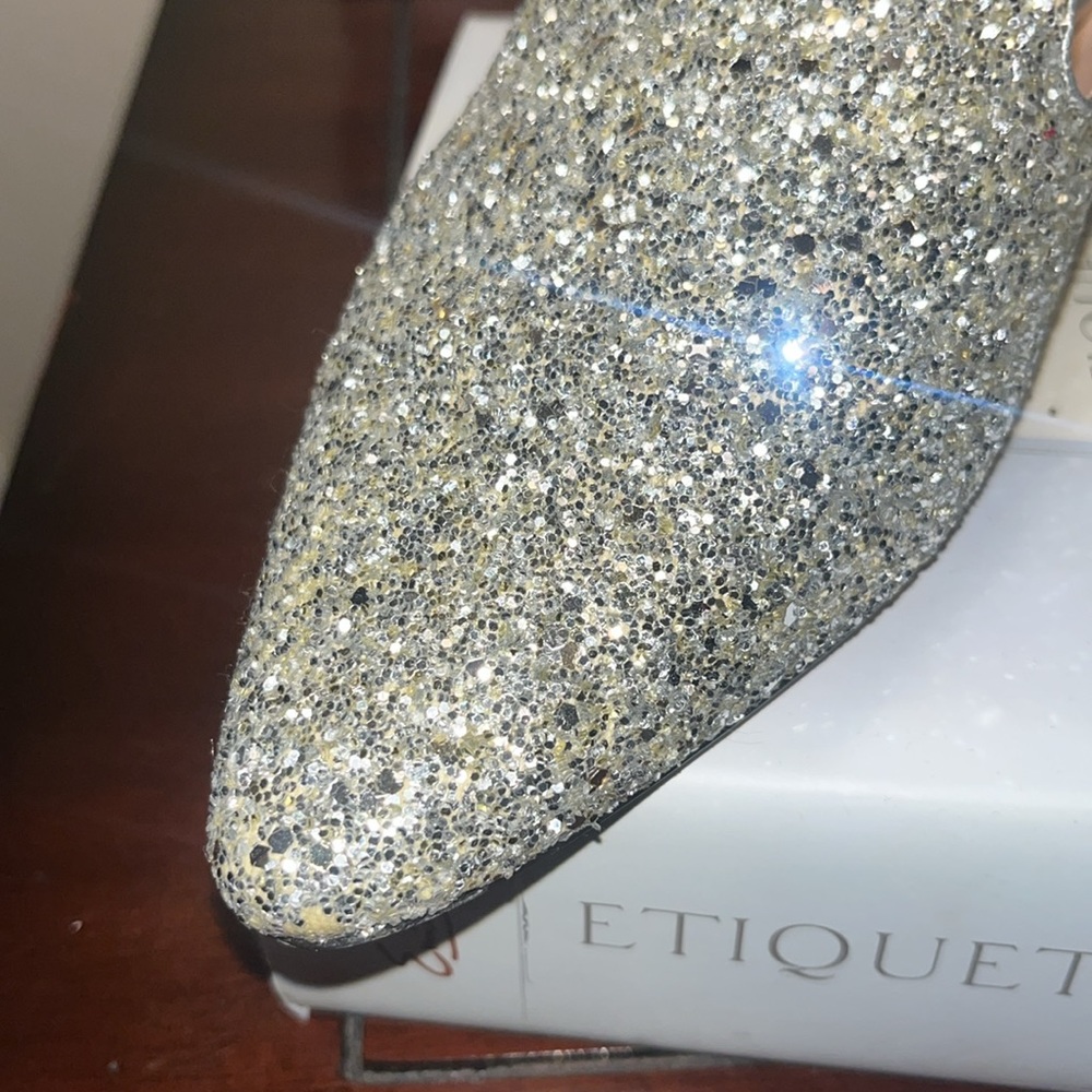 J.Crew Silver Glitter Pointed Mules - Picture 7 of 9